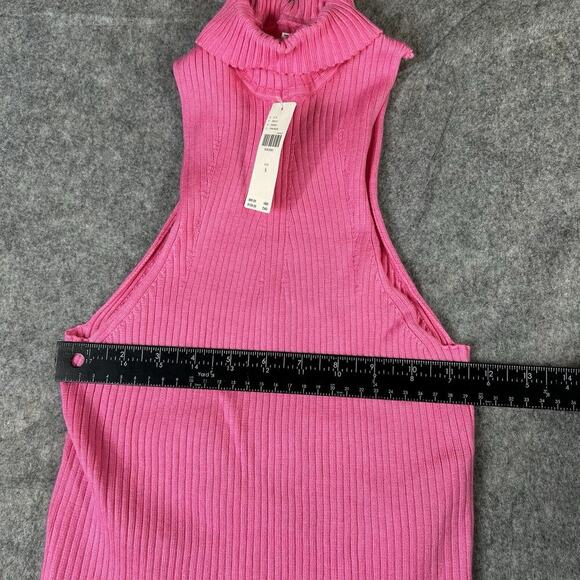 Anthropologie Pilcro High Neck Ribbed Knit Tank Sweater Womens Small Hot Pink - Picture 2 of 9